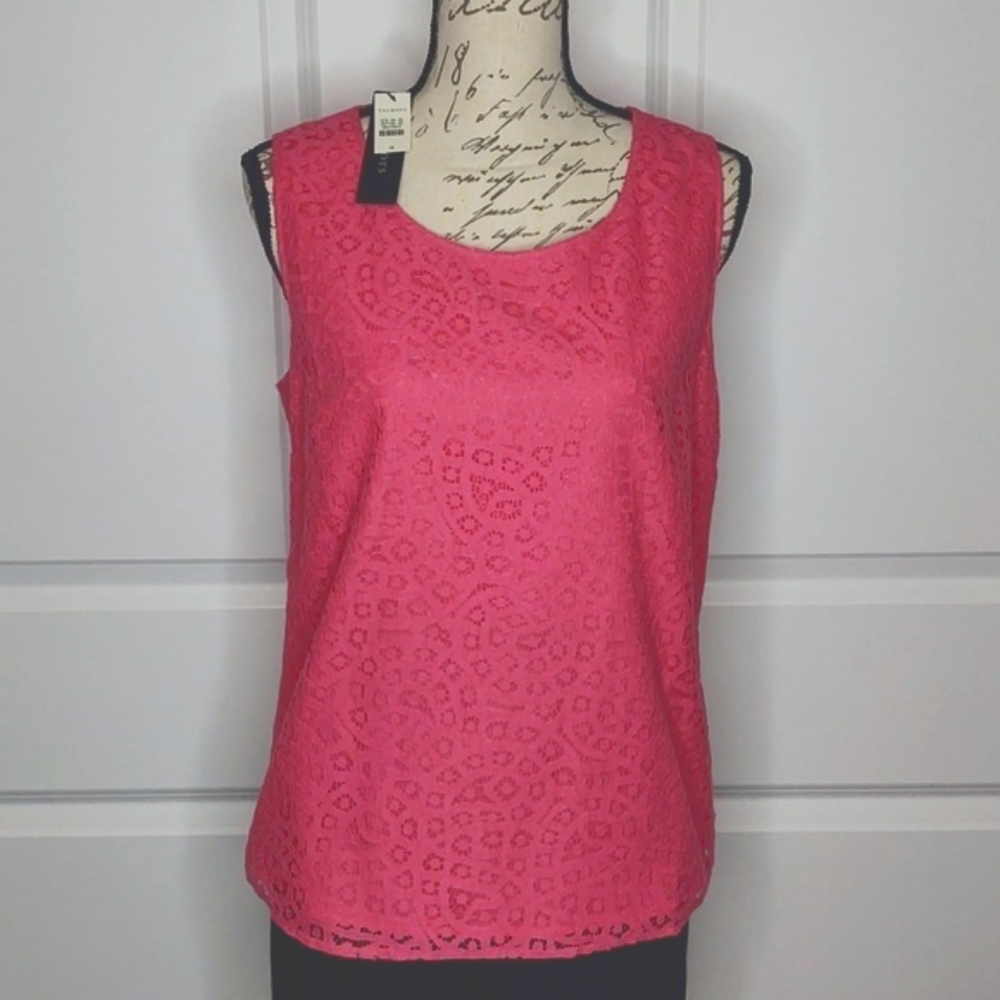 Talbots 🩷 sleeveless lined eyelet lined cotton tank blouse, 🆕